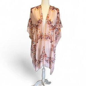 Woven Heart Pink Floral Kimono